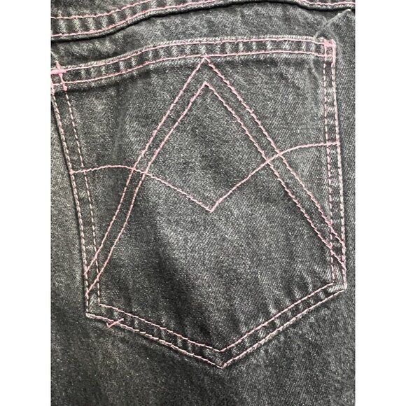 Vintage 90s Y2K Ombre Jeans Sz 16 Purple Black Wide Leg Jeans Fringe Hem Grunge - Picture 7 of 9